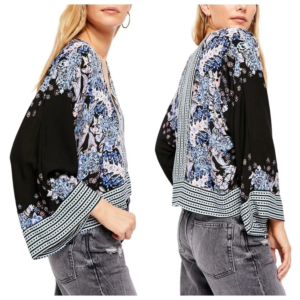 Free People Cropped Multicolored Boho Top